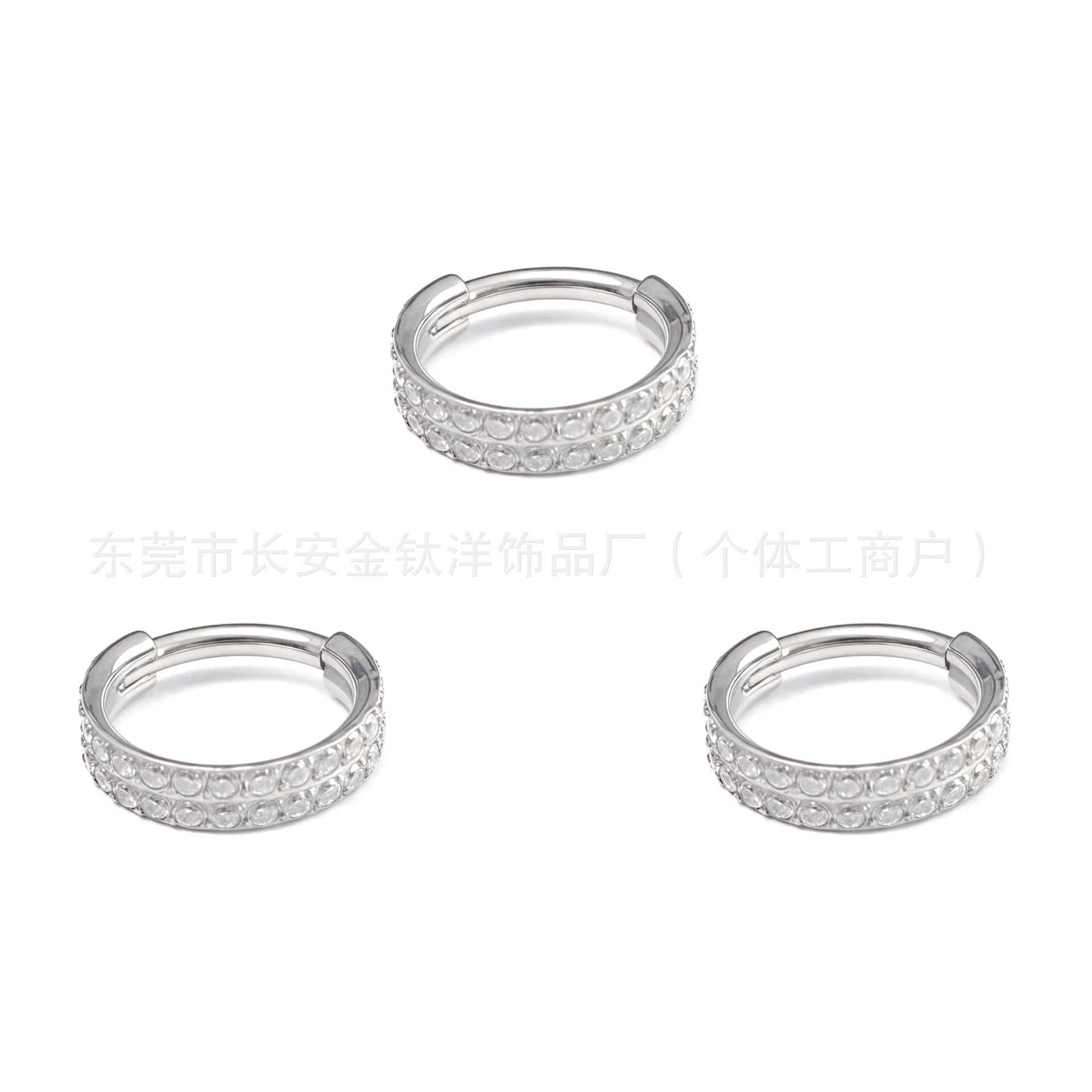 F136 Titanium Double-Layer Half-Studded Diamond Closed Ring Seamless Hoop Earrings Nose Ring Earrings G23 Titanium Alloy Piercing Jewelry - Image 2