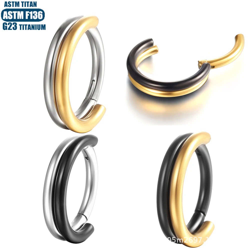 G23 Titanium Hinge Nose Ring Nasal Septum Double Color PVD Seamless Ring Diaphragm Earrings Pierced Jewelry Nose Stud - Image 3