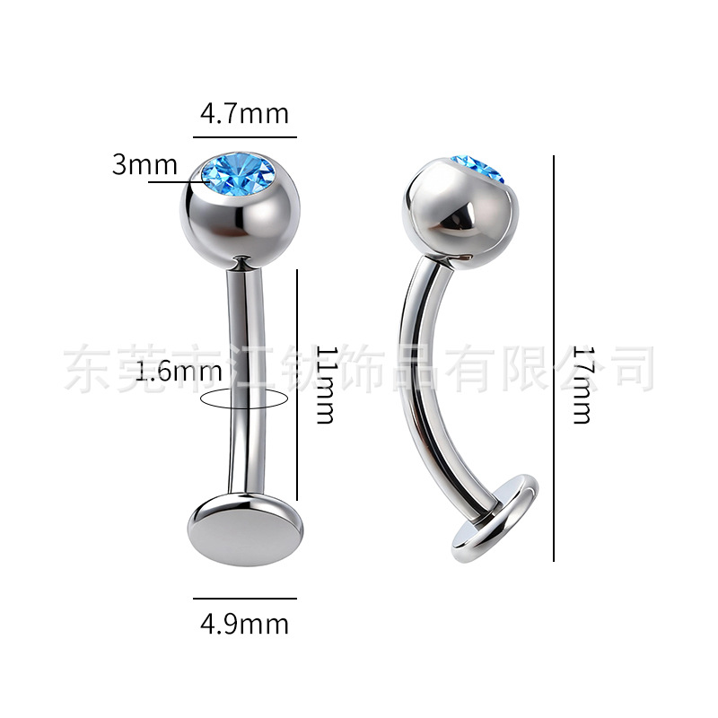 G23 Titanium Eyebrow Barbell with Rainbow Diamond Ball Banana Rod Body Piercing Jewelry - Image 2