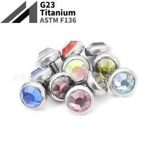 F136 Titanium Edged Czech Diamond Bone Nail Lip Tongue Nose Ear Piercing Jewelry - 5mm M1.2