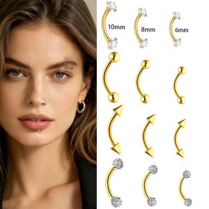 12pc Best-Selling Stainless Steel Eyebrow Studs Set with Pointed Cones, Round Balls & Zircon Inlays