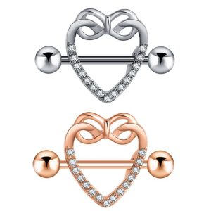2022 Peach Heart 14G Stainless Steel Heart Shaped Nipple Ring Rose Gold Vacuum Plated Body Piercing Jewelry Wholesale