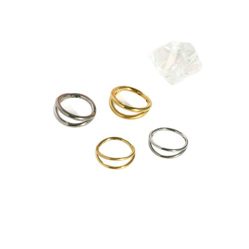 G23 Titanium Double-Layer Diamond Nose Ring Simple Open Nose Stud Piercing Jewelry - Image 5