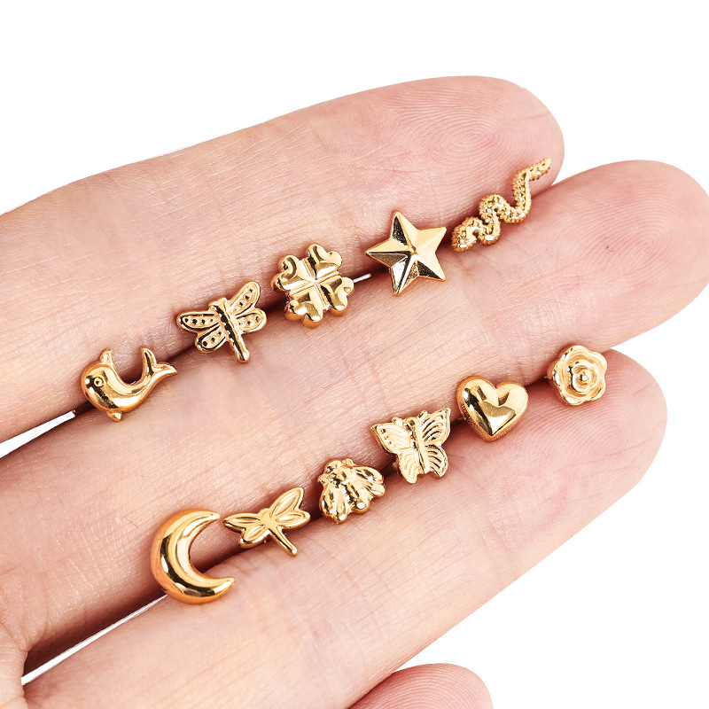 2024 New 18K Gold Lip Nail Stainless Steel Lip Piercing Jewelry, Lightning Design CZ Lip Labret Stud for Women - Image 2