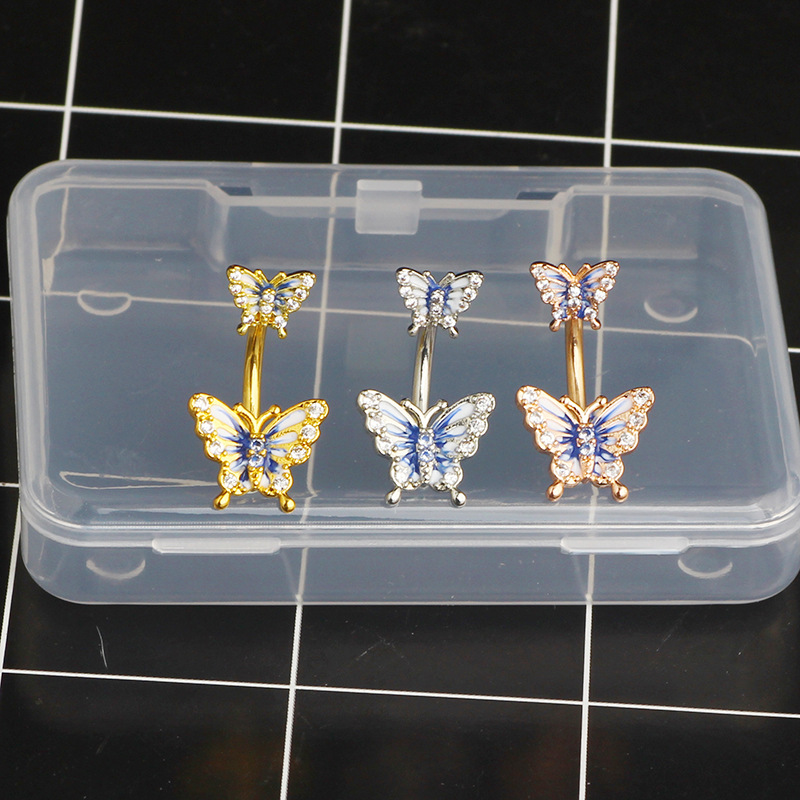 Butterfly Pearl Belly Ring 14G 316L Surgical Steel Navel Jewelry Dangle Silver - Image 4