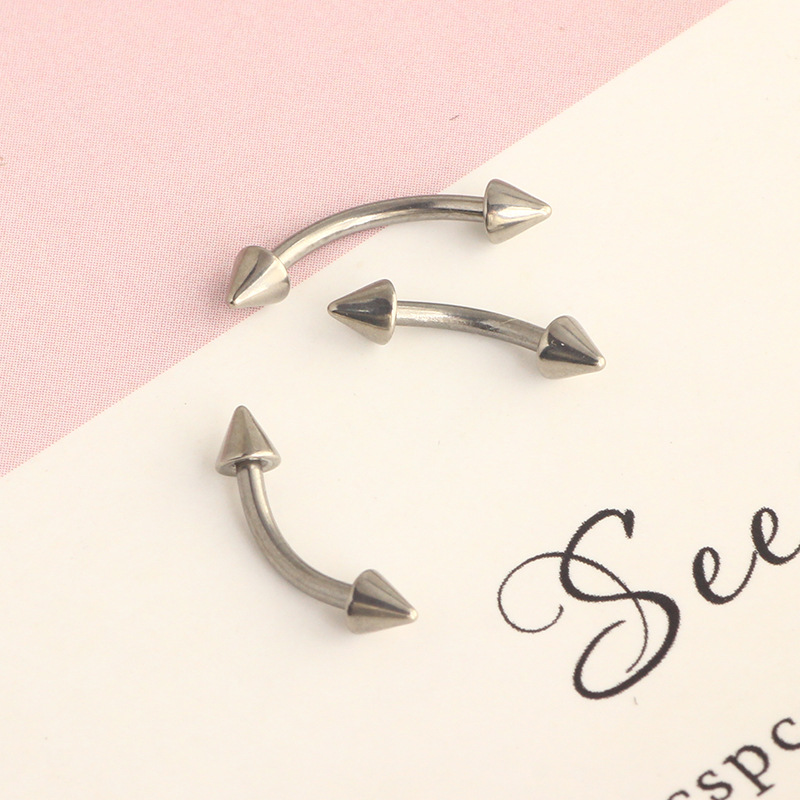 G23 Titanium Double-Ended Pointed Ball Curved Barbell C Rod Ear Stud Tongue Nail Nipple Piercing Jewelry - Image 4