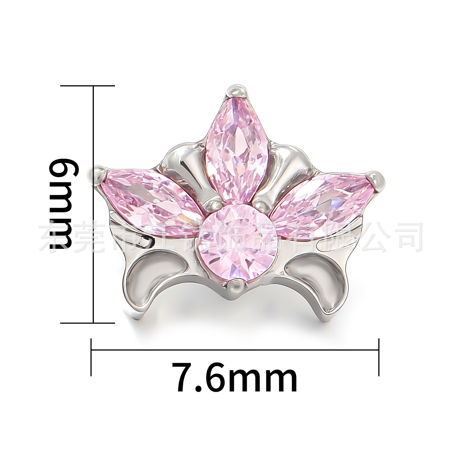 G23 Titanium Alloy Crown Head Flower Jewelry with Zircon Ear Cartilage Stud - 1.2x10mm - Image 2