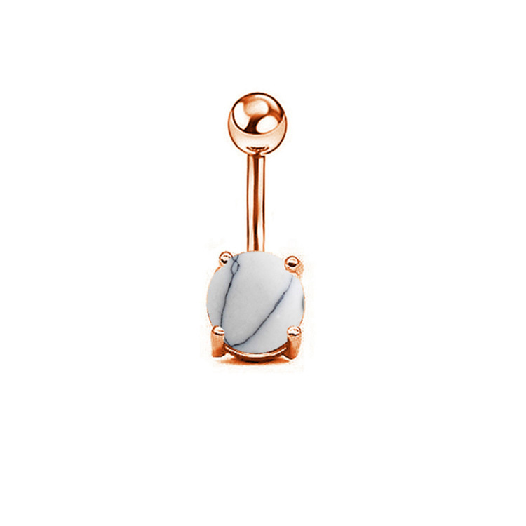 5-Piece Opal Pine Stone Navel Ring Set - Stainless Steel Belly Button Piercing Jewelry for Women - Image 5
