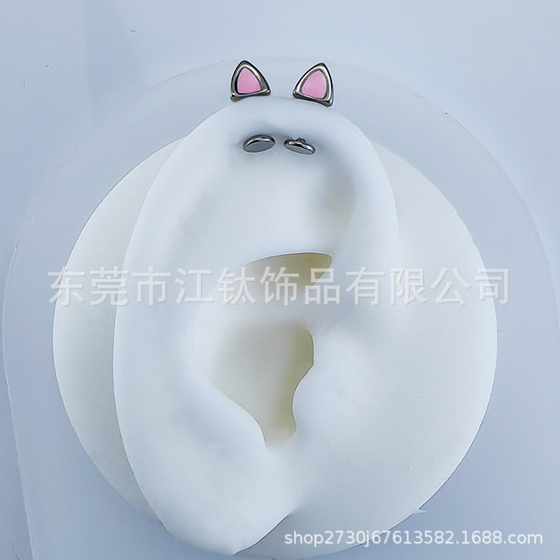 G23 Titanium Cat Ear Ear Bone Nail Oil Dripping Earring for Cartilage Piercing - Image 2