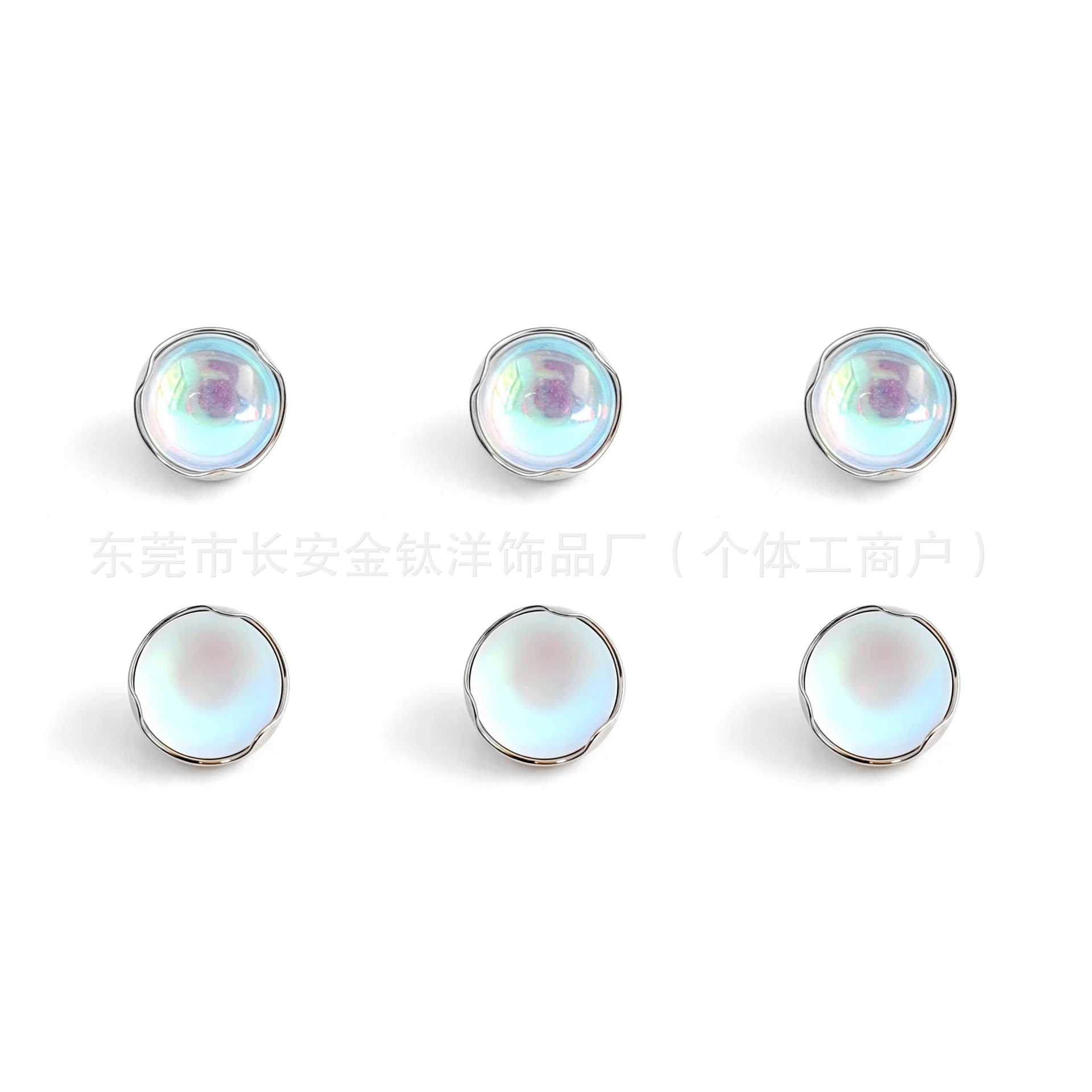 F136 Titanium Wavy Edge Inlaid Frosted Moonstone Nose Stud Lip Labret Tongue Ear Piercing Jewelry - Image 5