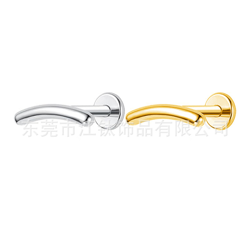 Titanium Smiley Bend Ear Nail Lip Nail G23 ASTM F136 Piercing Jewelry Ear Bone Stud - Image 5