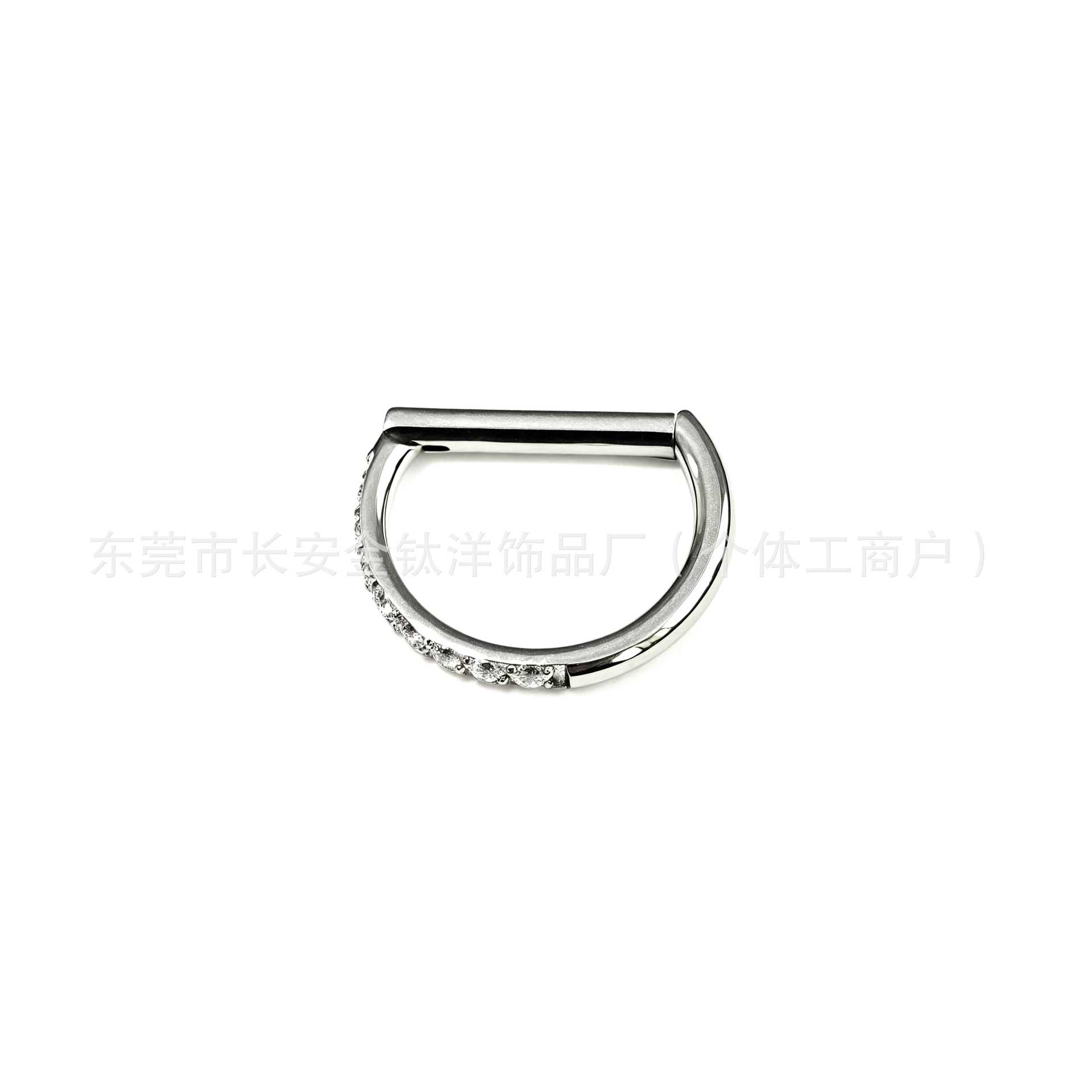 F136 Titanium Half-Set Zircon D-Ring Earrings Nose Ring Lip Ring G23 Titanium Alloy Body Piercing Jewelry - Image 4