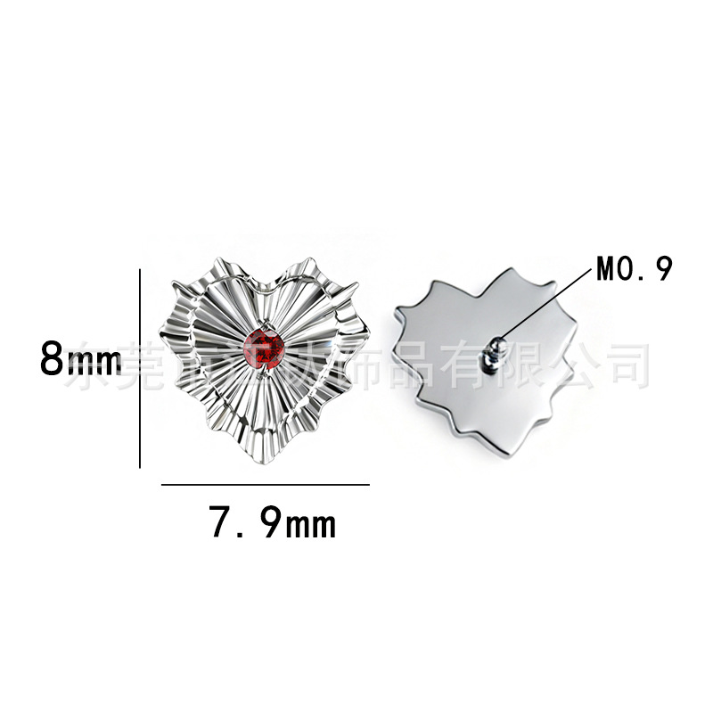 G23 Titanium Alloy Heart Earring with CZ Stones Gold Piercing Ear Cartilage Stud - Image 2