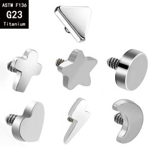 G23 Titanium Moon Stars Love Lightning Cross Fine Polishing Externally Threaded Body Piercing Accessory