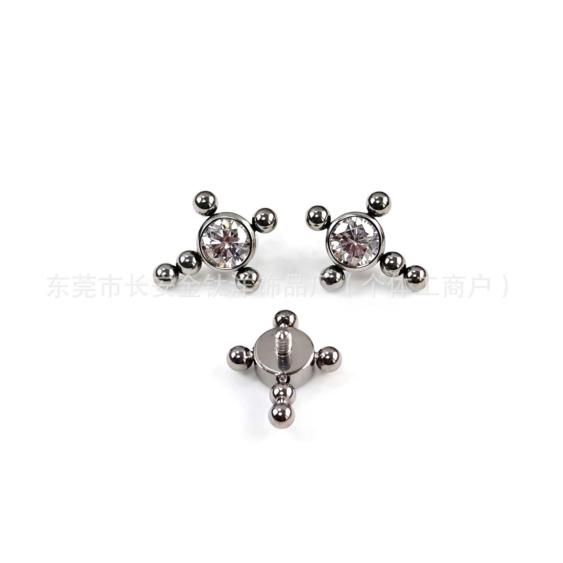ASTM F136 Titanium Cross Diamond Inlay Internally Threaded Ear Studs - Cartilage Helix Tragus Piercing Jewelry G23 Alloy - Image 5