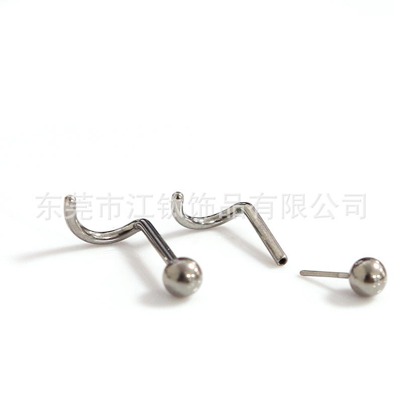 G23 Titanium Nose Stud L-Shaped Nose Ring with Ball - ASTM F136 Body Piercing Jewelry for Women Men - Image 4