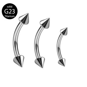 G23 Titanium Double-Ended Pointed Ball Curved Barbell C Rod Ear Stud Tongue Nail Nipple Piercing Jewelry