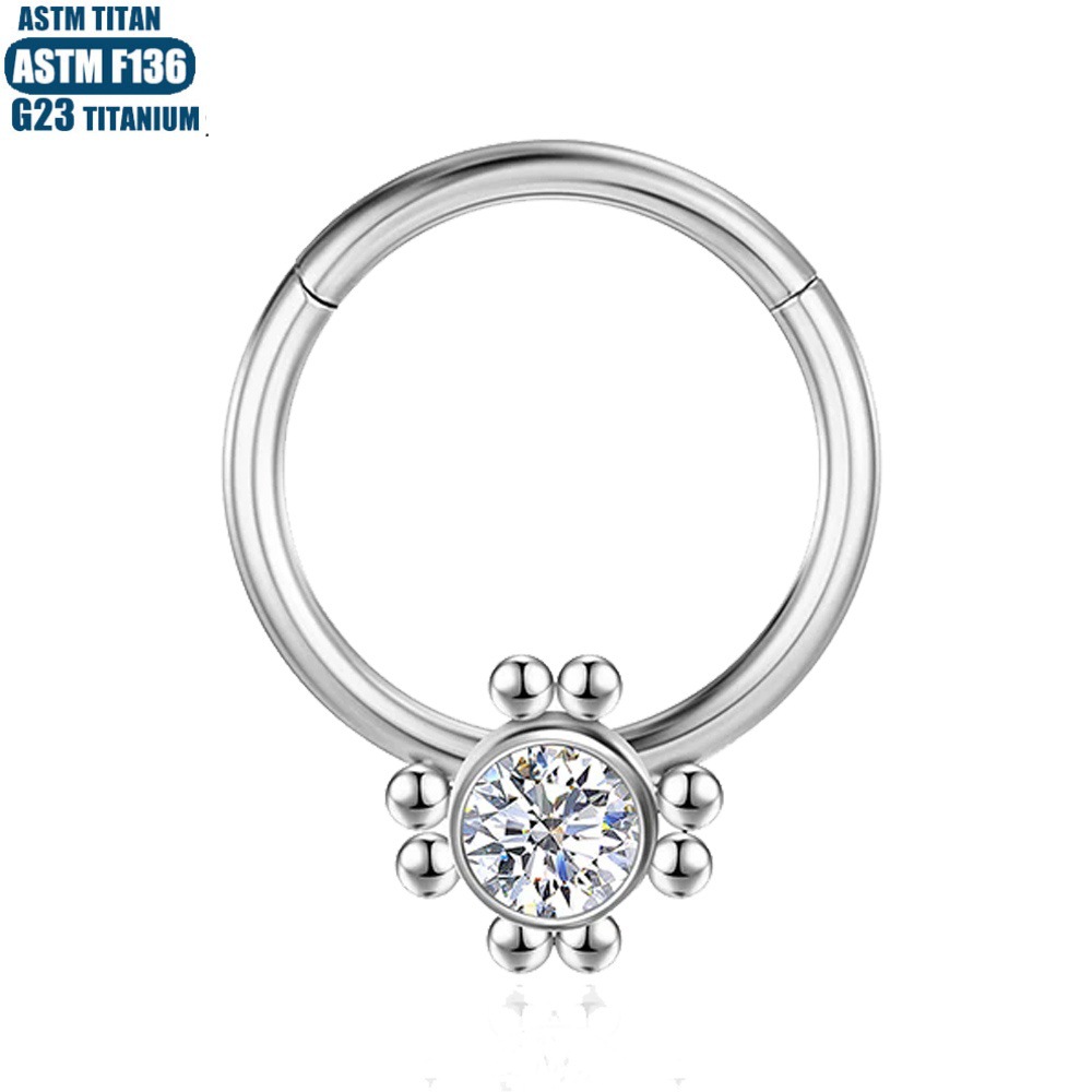 G23 Titanium Seamless Nose Ring with Zircon Beads - Conch Earring for Women Men - Image 2
