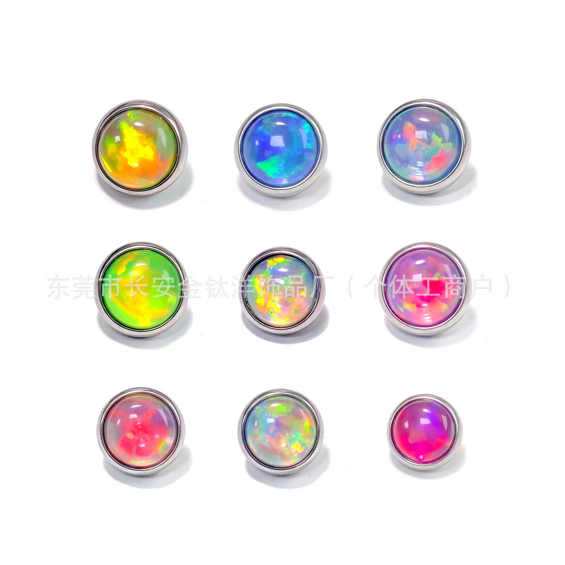 F136 Titanium Flat Back Opal Earrings Labret Stud Lip Nose Tongue Piercing Jewelry G23 Titanium Alloy - Image 5