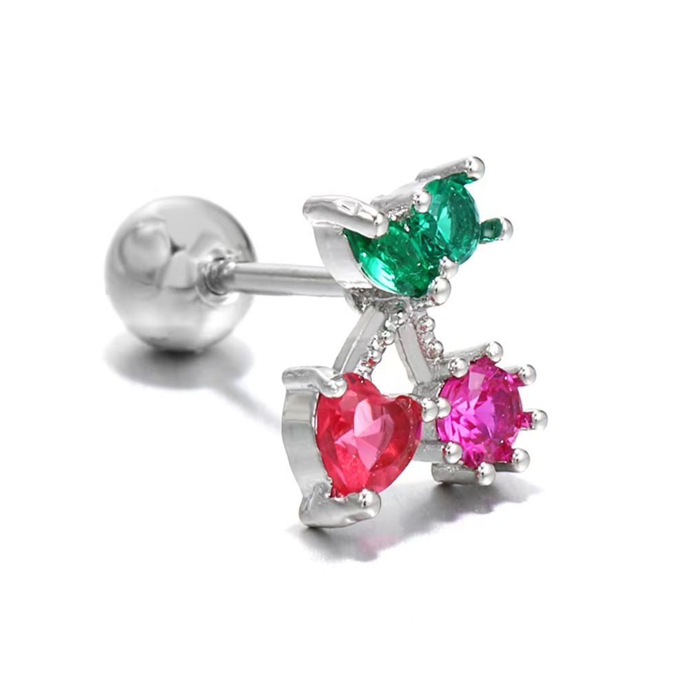 Copper Gold-Plated Ear Bone Nails Fruit Grape Pineapple Watermelon Summer Earrings Piercing Jewelry - Image 3