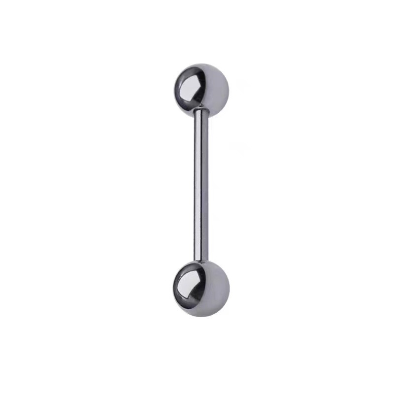 Titanium Steel 14G Tongue Barbell Lip Ring Labret Stud Industrial Barbell Polished Geometric Lightning 6mm Ball - Image 4