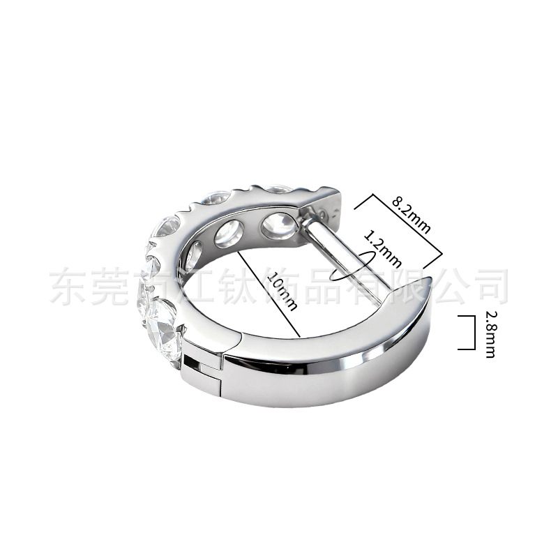 G23 Titanium Alloy Earrings Cartilage Stud D-Shape Zircon Inlaid Piercing Jewelry 14G 12mm - Image 2