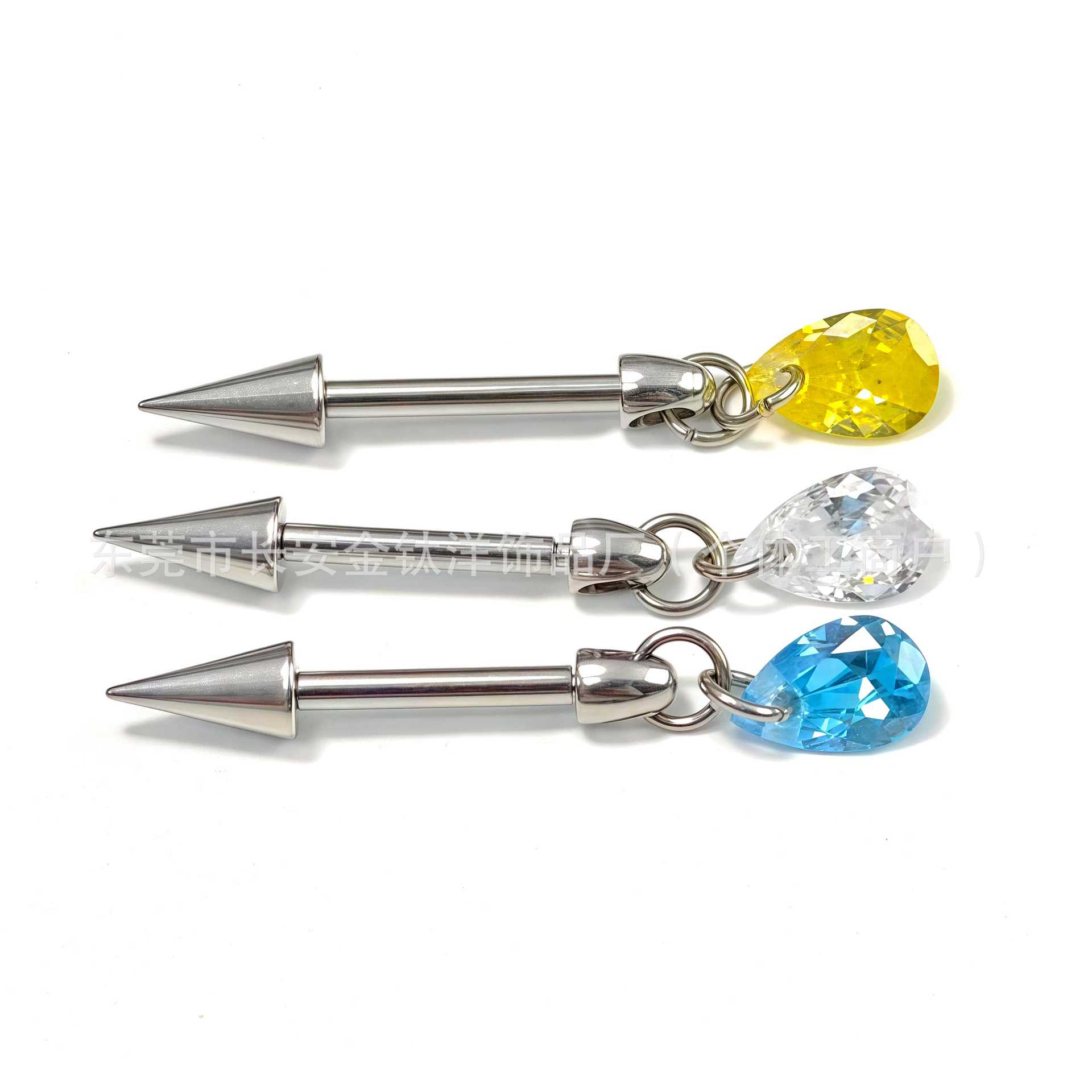 F136 Titanium Internal Thread Pointed Cone Water Drop Pendant Earrings Devil Studs - Cartilage Ear Piercing Jewelry - Image 3