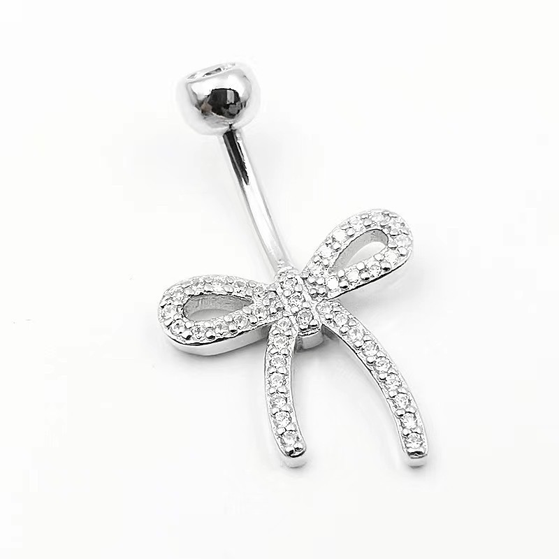 Love Bow Zircon Stainless Steel Navel Ring Heart Body Piercing Jewelry - Image 5