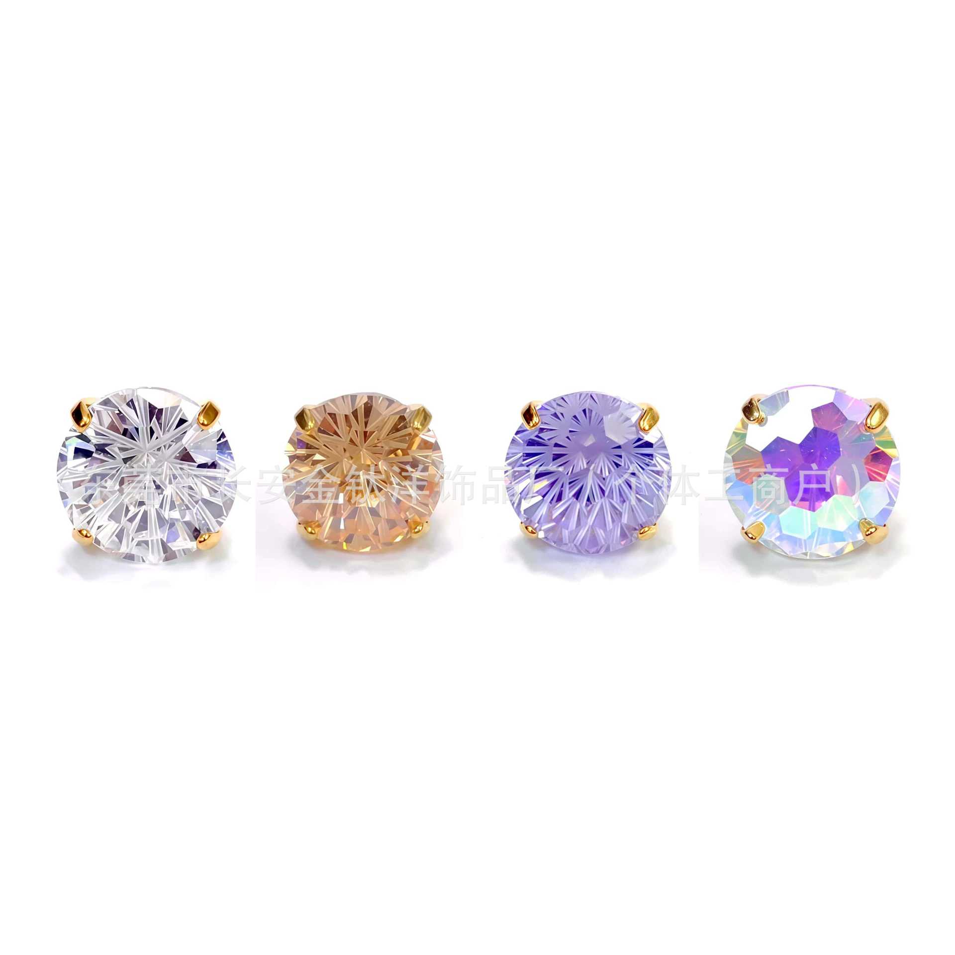 F136 Titanium Gold-Plated Internal Thread Round Bottom Fireworks Zircon Ear Stud Ear Bone Nail G23 Alloy Body Piercing Jewelry - Image 2