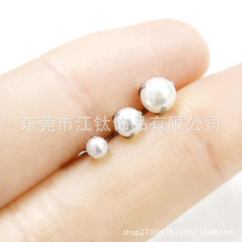 F136 Titanium Pearl Stud Earrings 3-Claw Ball Lip Nail Tongue Nail G23 Titanium Alloy Body Piercing Ear Bone Nail Accessories - Image 3