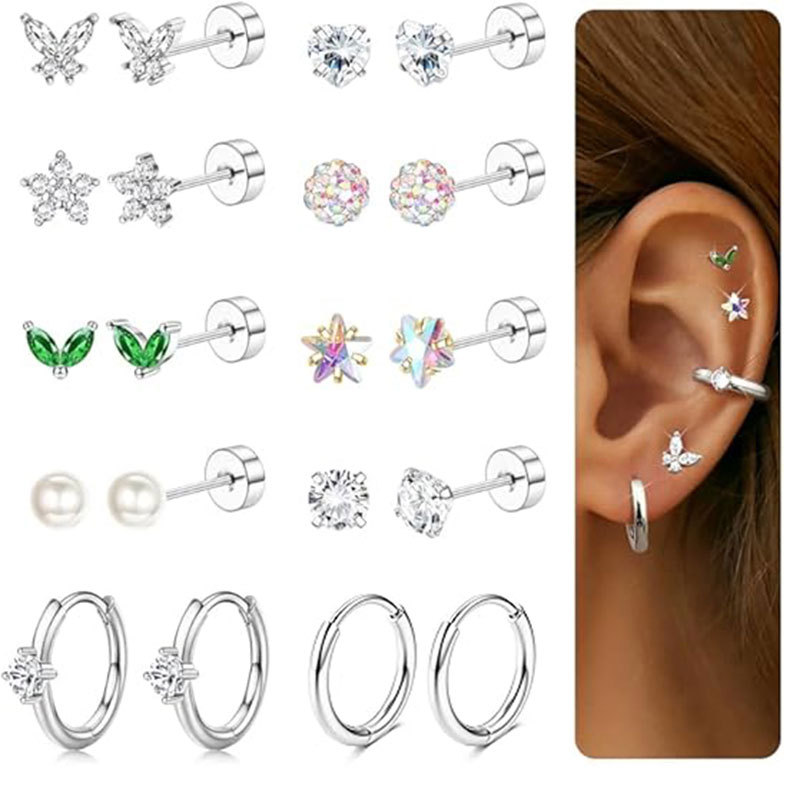Amazon's Best-Selling Stainless Steel Earrings 20-Piece Set, Asymmetrical Geometric Studs for Women Men, 2025 Summer Fashion Jewelry - Image 5