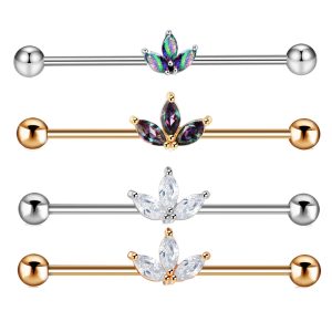 Retro Sun Industrial Zirconium Bone Nail Earring Stainless Steel Piercing Jewelry for Women Men