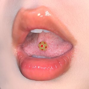 Double-Headed Glow Five-Pointed Star Tongue Barbell, 6 Colors, Titanium Steel External Thread Tongue Piercing Jewelry