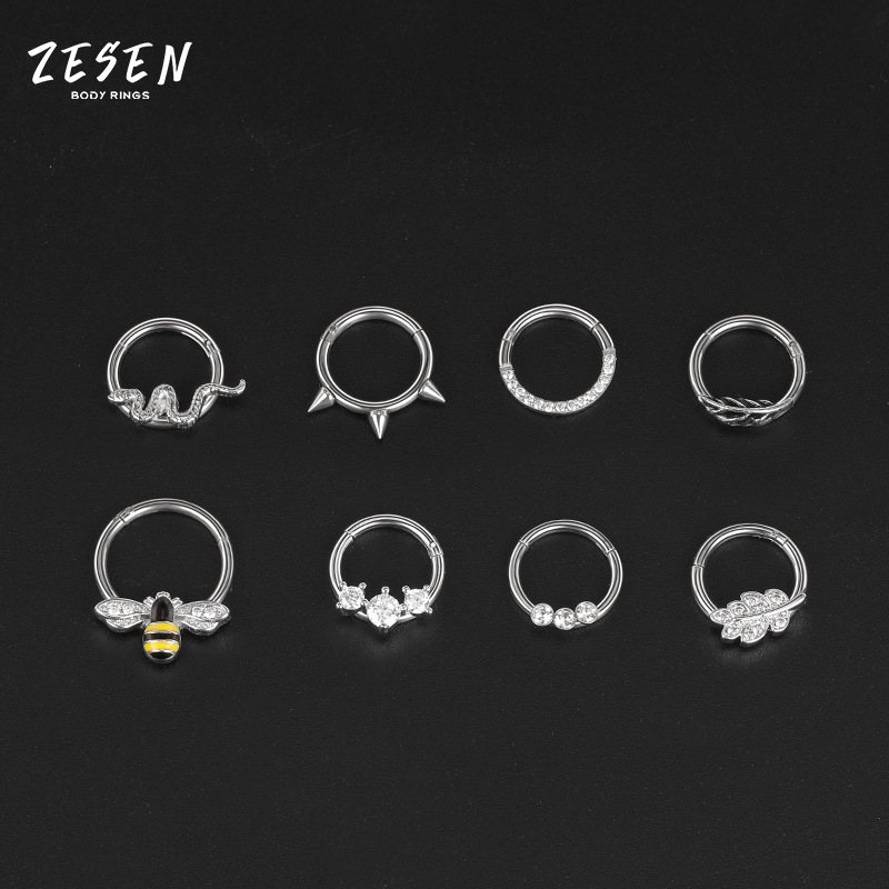 Autumn New Women's Small Soft Bone Ring Titanium Steel Nose Ring Personality Bee Nose Decoration Round Micro Diamond Piercing Jewelry - Image 4