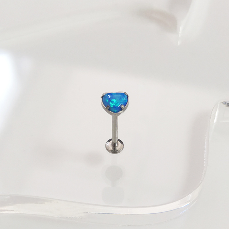 F136 Titanium Opal Heart Lip Ring Labret Stud Body Piercing Jewelry - Image 4