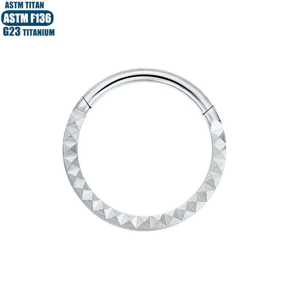 Black Pyramid CNC Carved Seamless Nose Ring - F136 Titanium Alloy Hoop Earring for Fashion Women - Image 4