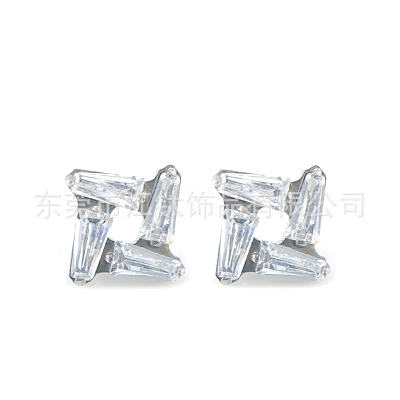 G23 Titanium Ear Stud Earring Square Hollow Inlaid Zircon Gold Body Piercing Jewelry - Image 5