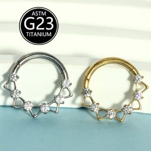 F136 Titanium Nose Ring Cut Out Zircon Nose Jewelry Unisex Geometric Creative Fashion Nose Ring