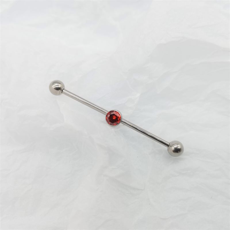 G23 Titanium Ear Bridge Barbell 14G Double Ear Holes Cylindrical Zircon Earrings Piercing Jewelry - Image 4