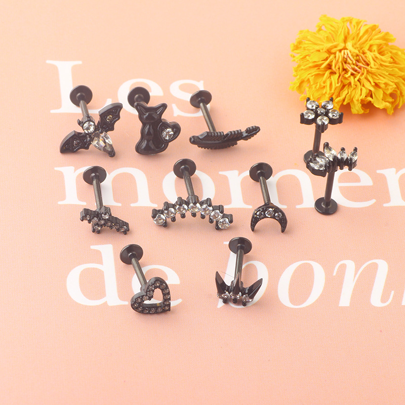 New Stainless Steel Screw Earrings Leaf Studs Cochlear Piercing Jewelry Lip Ornaments 8mm 18K Gold Plated Unisex Wholesale - Image 5