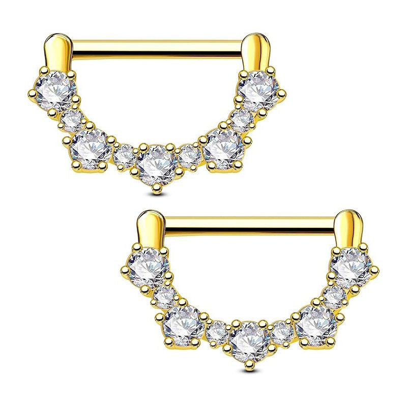 Stainless Steel Nipple Ring with Bowknot, Heart Zircon & Devil Wings - Custom Design - Image 4