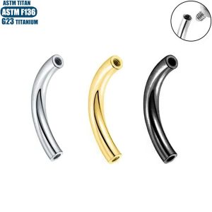 F136 Titanium Alloy Internally Threaded Curved Barbell for Eyebrow, Belly Button, Basic Piercing Replacement Accessories - Black 1.2x10mm