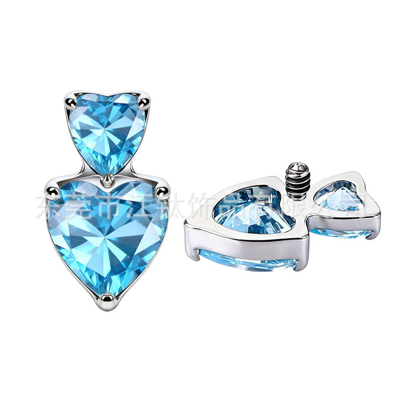 Heart-Shaped Zircon Inlaid G23 Titanium Alloy Body Piercing Ear Stud for Cartilage - Image 5