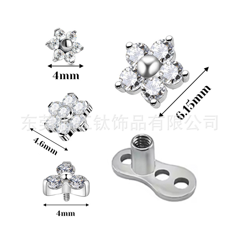 JT684 G23 Titanium Multi-Drill Flower Skin Graft Nail Buried Nail Lip Piercing Labret Stud, European American Style, Popular in Europe and America - Image 5