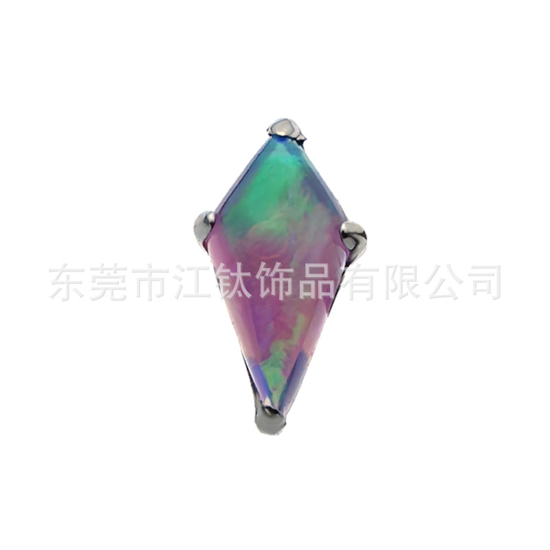G23 Titanium Ear Bone Nail Opal Rhombus Inlaid Zircon Cross-Border Body Piercing Jewelry Ear Nail - Image 5