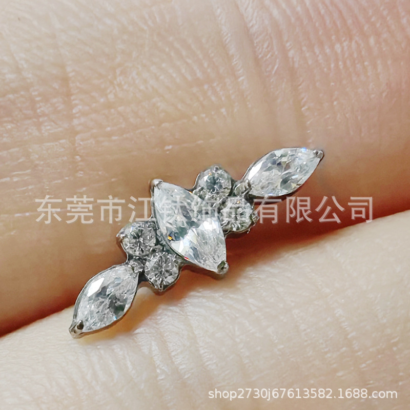 G23 Titanium Horse Eye Zircon Ear Bone Stud - ASTM F136 Body Piercing Earring for Cartilage Helix Tragus - Image 3