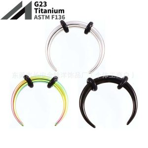 F136 Titanium C-Shaped Nose Ring Horn-Shaped Septum Ring G23 Titanium Alloy Piercing Jewelry