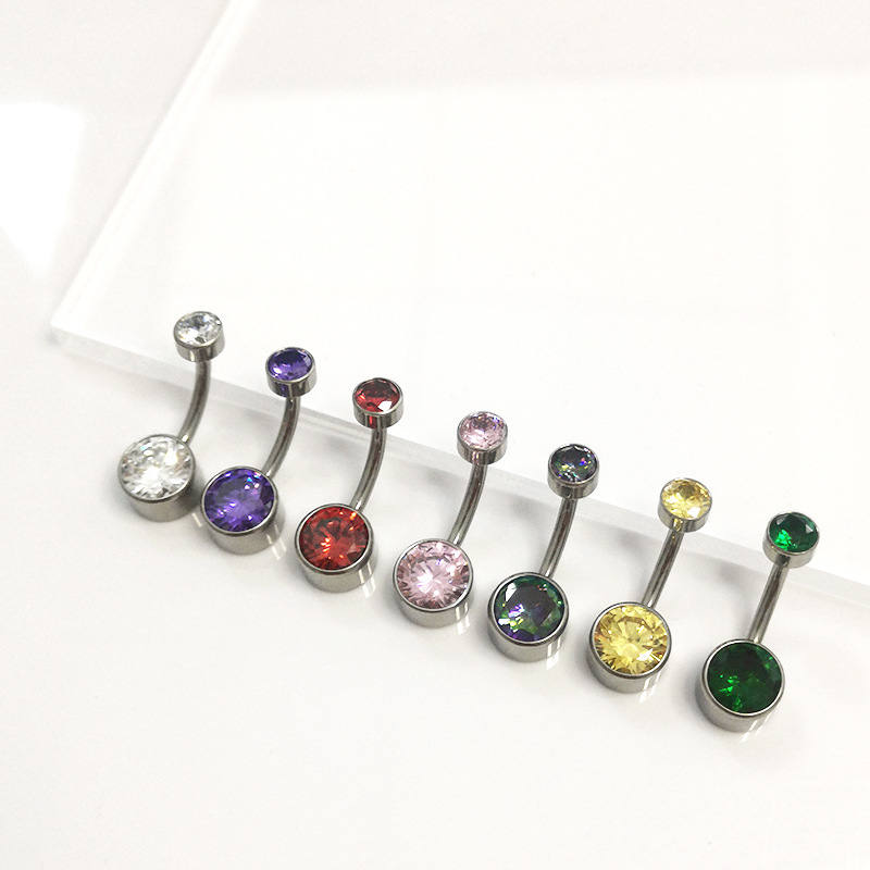 G23 Titanium Navel Ring with 5A Zircon Inner Threaded Cylindrical Belly Button Jewelry - Image 2