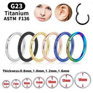 G23 Titanium Alloy Hinge Closed Seamless Ring Nose Ring Cartilage Earring Body Piercing Jewelry