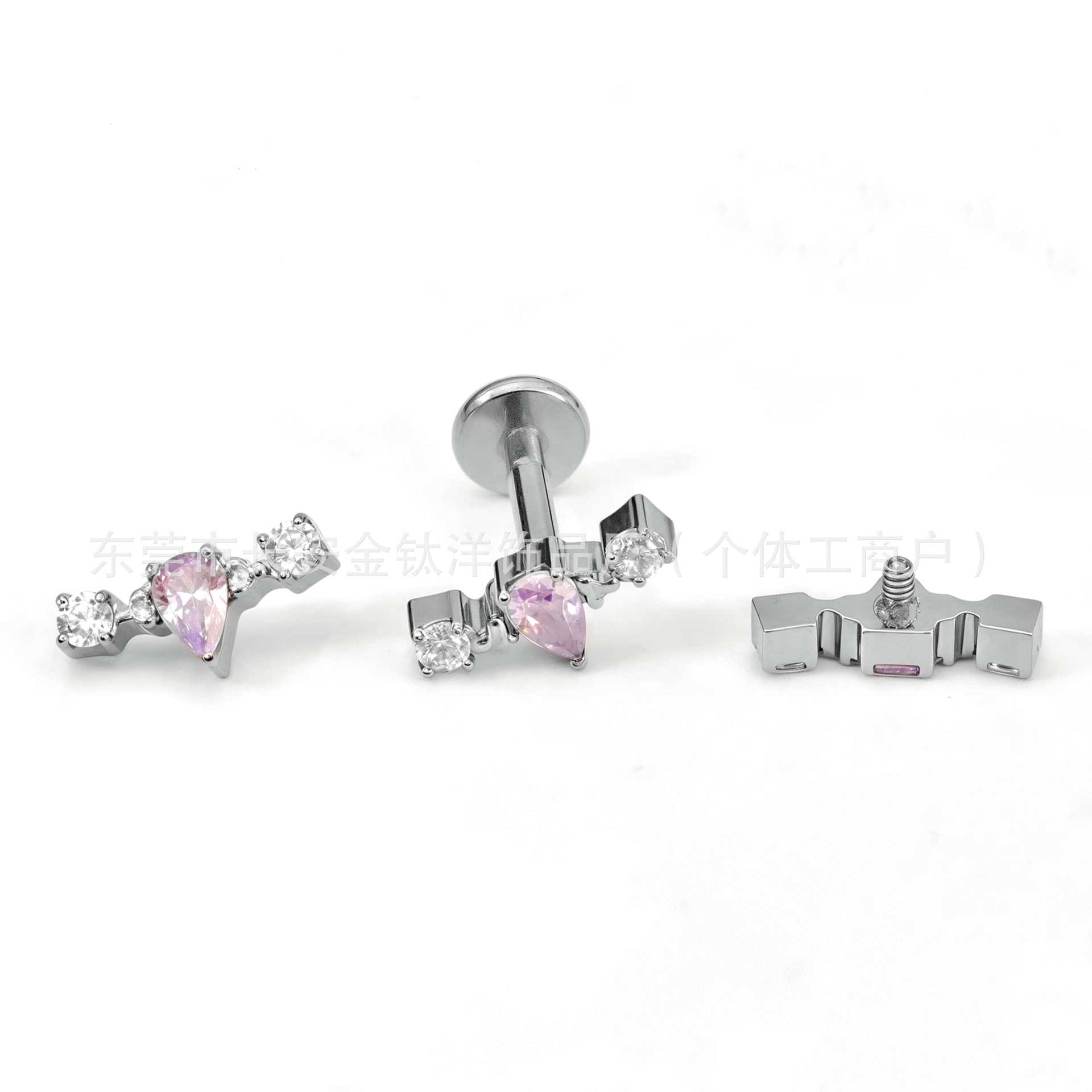 F136 Titanium Straight Drainage Drop 5A Zircon Earring Ear Bone Nail Cochlear Nail G23 Titanium Alloy Body Piercing Jewelry - Image 3